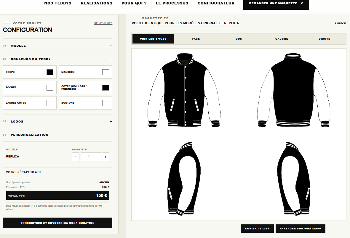 Aperçu du configurateur Teddy Jacket